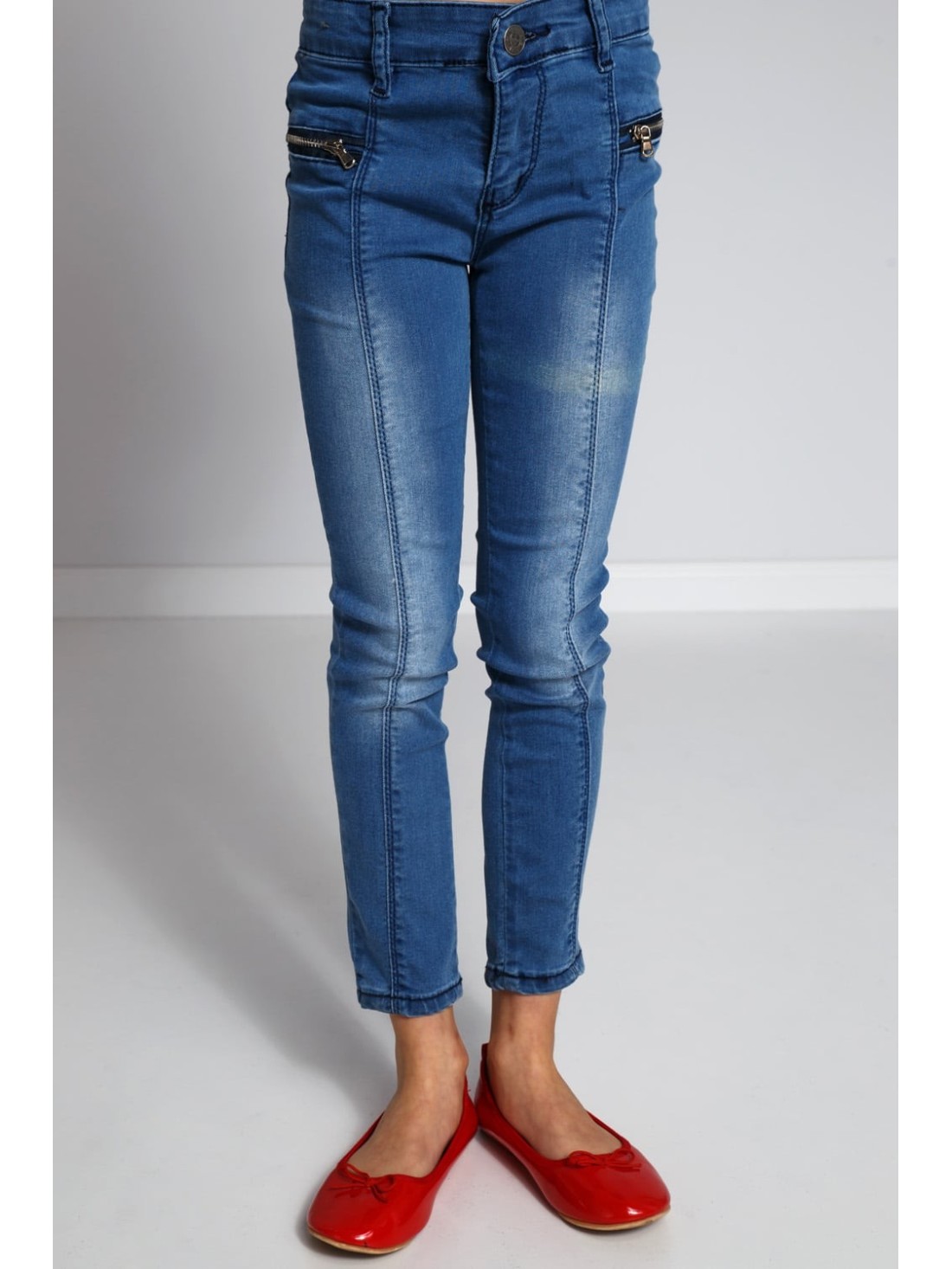 Pantaloni fete din denim cu cusături NDZ206 - Magazin online - Boutique